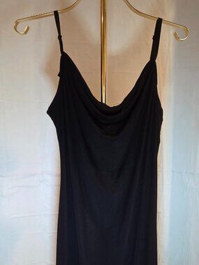 VINTAGE BEBE Black Cowl Neck Satin Slip Midi Dress - Size M - NWT